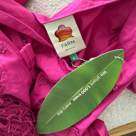 Farm Rio Pink Long Sleeve Blouse in Vibrant Pink - Picture 7 of 8